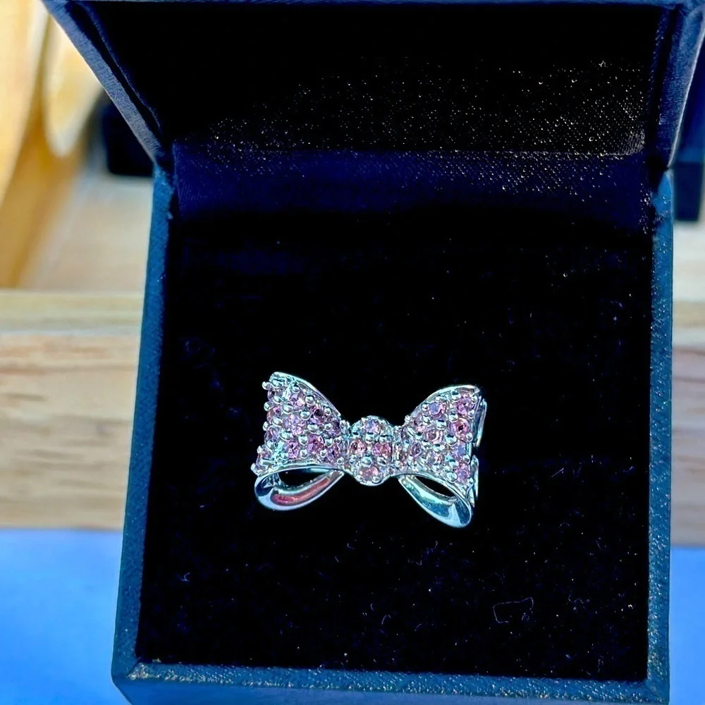 Sterling Silver and Pink Tourmaline Bow Cocktail Ring NWT